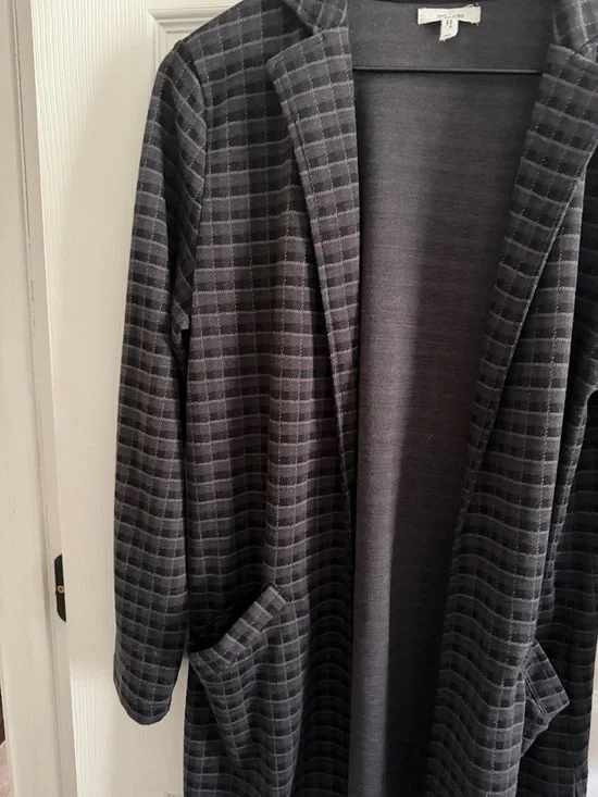 Maurices Black and Gray Plaid Open Front Blazer - Picture 6 of 10